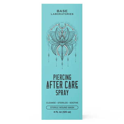 Piercing Aftercare Spray Isotonic Saline Cleanser For New And Existing Piercings 4 Oz Soothes Irritation Bumps And Keloids On Ears Nose Belly Button And Tattoos Wound Wash Gentle Hydration, box front