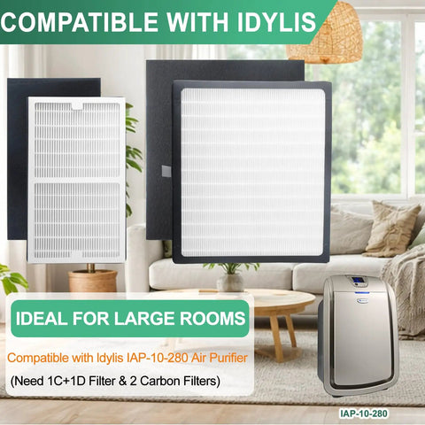 Replacement Filter C And D For Idylis IAP 10 280 Air Purifier Includes One C Filter One D Filter And Two Carbon Filters Easy Swap