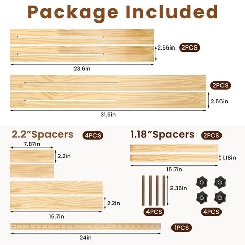 Heavy Duty Solid Wood Router Jig For Cutting Boards, Adjustable components showing varied sized spacers and guides for precise routing.