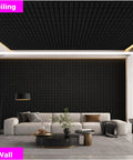 4 Pack Full Size 48X24 Acoustic Foam Panels Soundproof Wall Tiles Flame Retardant Dampener on wall and ceiling in modern room
