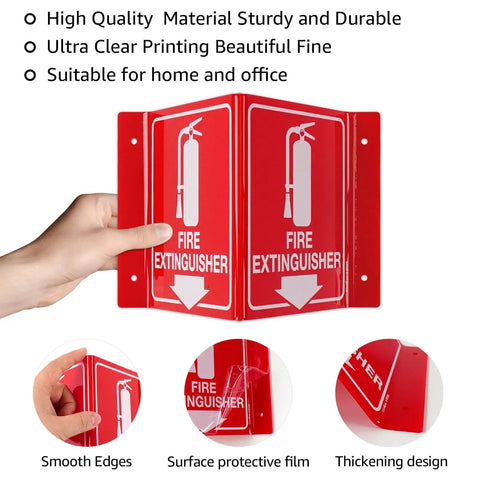 Fire Extinguisher Sign With Down Arrow, 8 By 6 Inches, Acrylic Projecting V Sign, Double Sided, Includes Screws For Easy Installation, Ideal For Home Office And Business Safety, 8 Pack.