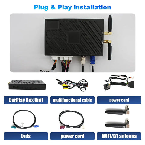 Wireless CarPlay Android Auto Retrofit Kit Decoder Box For Audi A6L 2016 2017 2018 And Audi A7 2018 with cables and antennas