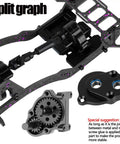 Carbon Fiber Chassis Kit With Front Mounted Transmission Upgrade For 1 By 10 RC Crawlers SCX10 SCX10 II Capra 1.9 UTB And Other DIY Builds Aluminum Gearbox Lightweight Performance Upgrade showing metal gears and assembly detail.