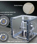24 Inch Clear Acrylic 3D Printer Enclosure With Ventilation, Led Light, Dustproof and Noise Reduction, showing switches and fan.