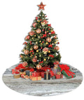 Cozy Grey Granite Stone Look Pattern Plush Christmas Tree Skirt 48 Inch Made From 100 Percent Polyester Brushed Fabric Covers Tree Base And Stand, Classic Holiday Decor That Levels Up Your Xmas Vibe under decorated tree with gifts
