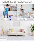 48 Pack Peel And Stick Vinyl Floor Tiles 12 By 12 Inch Dope DIY Friendly Self Adhesive Waterproof Floor Tiles For Home Upgrade Bathroom Kitchen Bedroom Living Room White Marble Look Easy Install Removable With No Residue in kitchen, laundry, and living room.