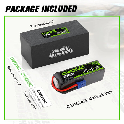 Beefy 6S 22.2V 4000mAh 60C LiPo Battery With EC5 Connector for RC planes, helicopters, cars, drones shown with packaging and manual.