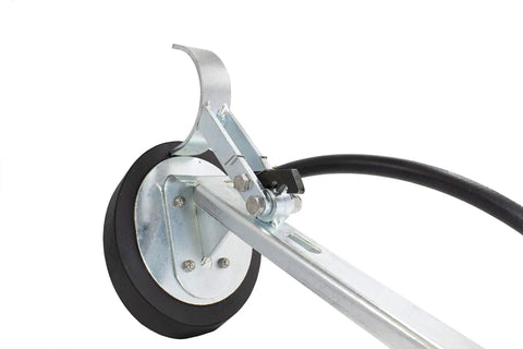 6 Inch Test Tee Mechanical Plug With Water Fill Feature And Air Gauge side view showing metal handle and rubber plug