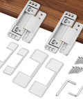 Heavy Duty Hidden Door Hinges 2 Pack With Matching Structural Screws Sleek Zinc Alloy Concealed Hardware Kits with fittings and screws.