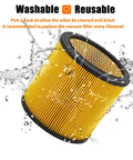Replacement Vacuum Filter For Vacmaster And Hart Shop Vacuums 5 To 20 Gallon Replaces VCFS VCFF Filters shown with water to indicate washability