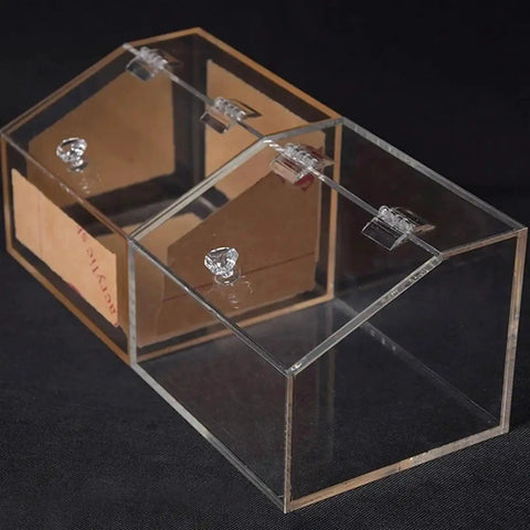 Image of Two Pack Clear Plastic Folding Hinge For Doors And Cabinets, Transparent Acrylic Door Hinges shown on a black background