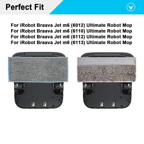 8 Pack Washable Mopping Pads For iRobot Braava Jet M6 Ultimate Robot Mop wet and dry pad set shown attached