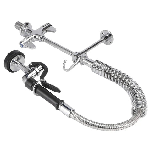 Maqulae Commercial Kitchen Faucet, G1/2 Thread Pull Down Sprayer with 360, chrome finish, 23cm nozzle, suitable for commercial kitchens.