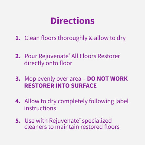 Directions for Floor Restorer And Polish Fills Scratches And Restores Shine Without Sanding For Hardwood Laminate Vinyl Tile