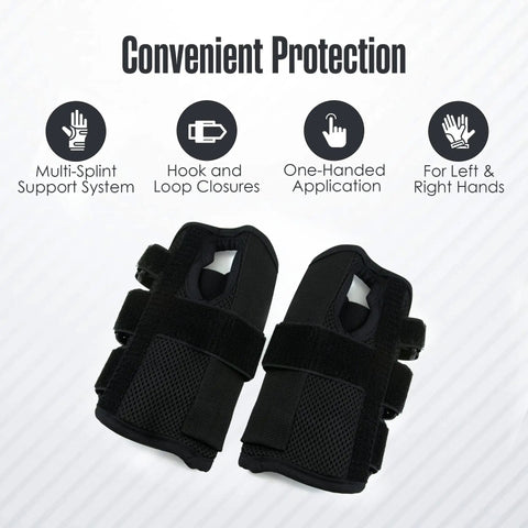 Carpal Tunnel Wrist Brace 2 Pack For Pain Relief And Night Splint Comfort displayed with Velcro straps and multi-splint support.