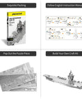 Epic 3D Metal Puzzle Kit For Adults With 130 Pieces DIY USS Enterprise CVN 65 Aircraft Carrier Model Building Set instructions