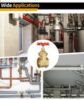 Heavy Duty 2 Inch NPT Brass Gate Valve With Red Wheel Handle Female X Female Thread Manual Rotary Shut Off Valve For Water Oil Gas Plumbing And HVAC Systems High Pressure Leak Proof Flow Control in plumbing setup