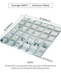 Mirror Glass Mosaic Tiles With Slick Beveled Silver Crystal Finish for Kitchen Backsplash, 12x12 mesh sheet, 2 inch tiles