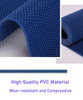 Close-up of Grab This Killer Non Slip Outdoor Drainage Mat showing its blue PVC material with S-shaped design