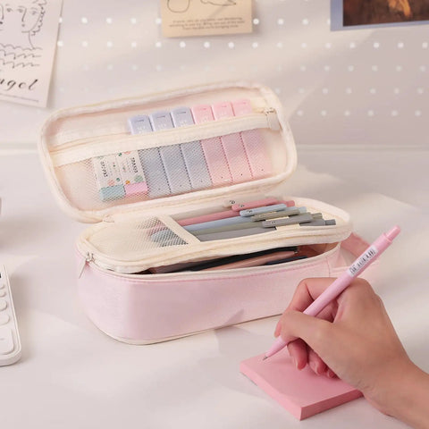 All-In-One Student Stationery Kit With Pencil Case, 12 Pastel Highlighters, 5 Black Gel Pens, Mechanical Pencils, Sticky Note Pad