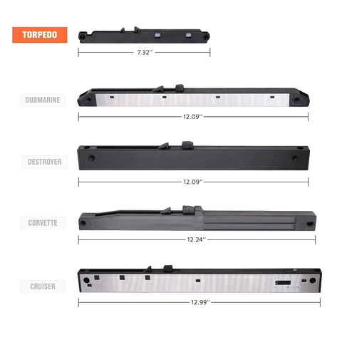 Soft Close Barn Door Kit With Spring Buffer Damper For 40 To 80 Lbs Doors, multiple door damper styles displayed in black and metal.