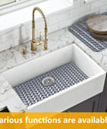 Silicone Sink Protector Mat For Kitchen Sink Bottom Non Slip Scratch Resistant Shield For Farmhouse Sinks Gray in use