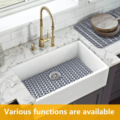 Silicone Sink Protector Mat For Kitchen Sink Bottom Non Slip Scratch Resistant Shield For Farmhouse Sinks Gray in use