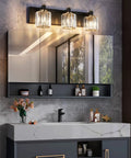 Modern Crystal Vanity Light In Black And Gold That Looks Boss With Dimmable E12 Base above bathroom mirror