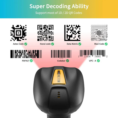 Upgraded 2D And 1D Bluetooth Barcode Scanner With Charging Dock Wireless 2.4G And BLE 2600mAh Battery decoding multiple barcodes