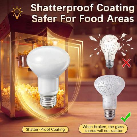 4 Pack 50W 120V R20 Popcorn Machine Light Bulb Replacement Bulbs For Warmers Keeps Popcorn Hot, Fresh, And Crispy For Concession Stands And Home Popcorn Setups, shatterproof R20 bulb