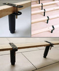 Set Of Four Adjustable Bed Frame Support Legs, Heavy Duty Slats Support For Bed Frames, 7.08 To 13 Inches Height, Easy Install shown on wooden slats.