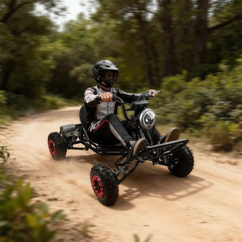Electric Go Kart For Adults And Kids 2000W Brushless Motor Premium Steel Tubular Frame riding on dirt trail