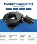 Heavy Duty Motorized Rotary Stage With 60 Millimeter Precision Indexing Table For Stepper Motor Optical Automation Setup, detailed view with black base and motor.