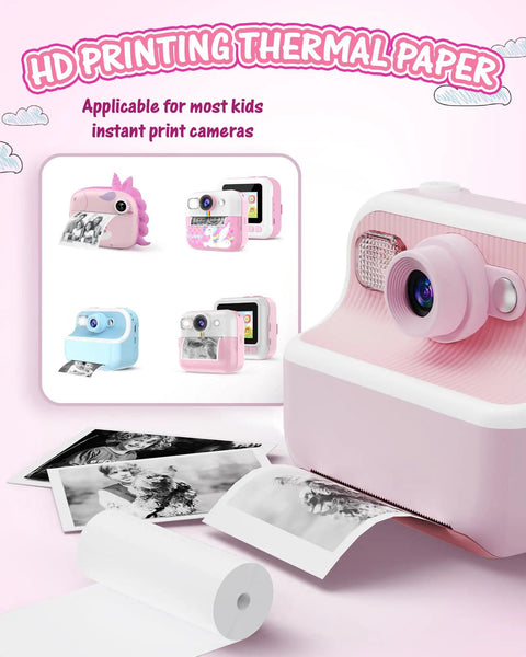 Six Roll Instant Camera Thermal Paper Refill For Kids Compatible With Most Instant Cameras High Gloss White Photo Paper For Rich Colors Durable Thick Print Paper For Clear Long Lasting HD Color Prints, kids camera paper roll