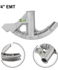 Heavy Duty Cast Aluminum Emt Conduit Bender With Embossed Angle Marks For Accurate 10 To 90 Degree Bends, 3/4 inch size detail.