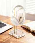 Crystal Clear Acrylic Headphone Stand With Gold Hardware Dope Look Ultra Sturdy Desk Earphone Holder For Gaming Room And Office