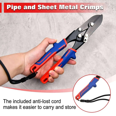 Five Blade Hand Crimper for 22 to 28 Gauge Sheet Metal Duct Work with ergonomic TPR handle and anti-lost cord