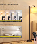 Arc Floor Lamp With Remote And Stepless Dimming Dope Modern Metal Standing Lamp With Hanging Lampshade for Living Room.