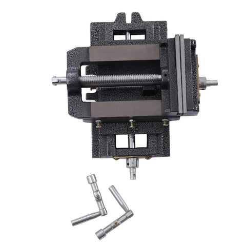 Heavy Duty 5 Inch XY Compound Drill Press Vise Featuring Smooth Glide Bidirectional Cross Slide And Lock Tight Clamping for precise part mounting.