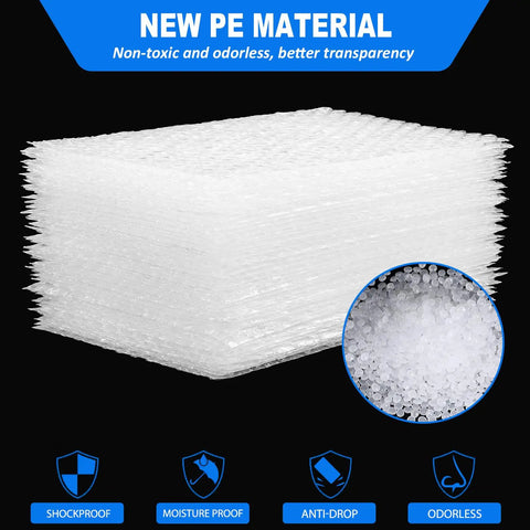 Stack of Pro Grade Protective Bubble Pouch Wrap Bags 8x10 Inch 30 Pack, showcasing shockproof, moisture-proof features.