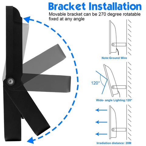 Bracket installation diagram for 240W LED Stadium Flood Light Outdoor For Arena Backyard And Parking Lot 36000 Lumens Dope Bright