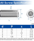 300Pcs Metric Set Screws Assortment Kit With 24 Sizes M3 To M8, Stainless Steel Internal Hex Drive Grub Screws, 3mm To 16mm Lengths Specifications