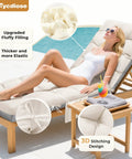 Outdoor Lounge Chair Cushion Waterproof Replacement For Patio Furniture Thick 71 By 22 By 4.7 Inches Non Slip With Ties Cream Color All Weather Comfy For Sun Deck Poolside Loungers