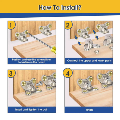 Installation guide for 12 Pack Beefy Butterfly Corner Braces Set Detachable L Bracket Right Angle Support with screws and nuts.