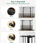 Easy 3-step install for Auto Close Baby Gate For Doorways And Stairs 26 To 40 Inch Pressure Mounted No Drill Safety Gate For Kids And Pets