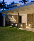 Porch with Dusk To Dawn Bronze Half Moon Outdoor Wall Light With 5000K LED, Energy Saving Security Lighting, stone wall mount