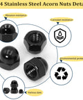 Black Stainless Steel Acorn Nut Set Kit, 80 Piece Assortment details with abrasion and corrosion resistance features