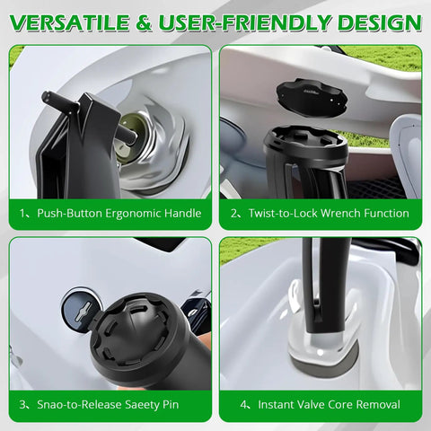 Close-up of SpeedFlex Football Helmet Quick Release Tool Kit ergonomic handle and twist-lock wrench function details