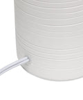 Textured Linear Ceramic Table Lamp In Off White With White Fabric Shade Pottery Style Cozy Vibe Uses 60W A19 Bulb close-up of ceramic base and cord