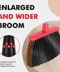Heavy Duty Angle Broom With Adjustable Handle And Wide Brush Head Built Like A Beast To Clean Concrete Patios Garages And Driveways Without Breaking A Sweat Two Pack Black Red with enlarged brush head and durable bristles.
